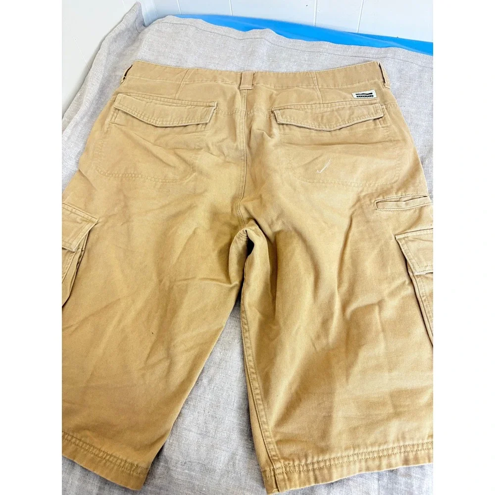 Sean John‎ Mens Cargo Shorts Tan Khaki Cotton Twill Multi-Pocket Size 36